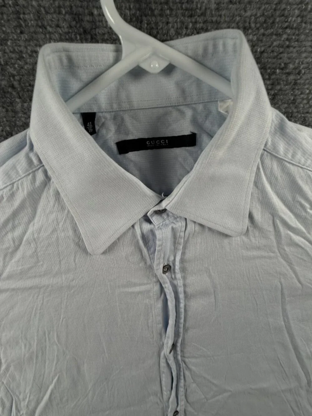 Gucci Blue French Cuff Long Sleeve Button Up Shirt Italy Size 16 Cotton Point